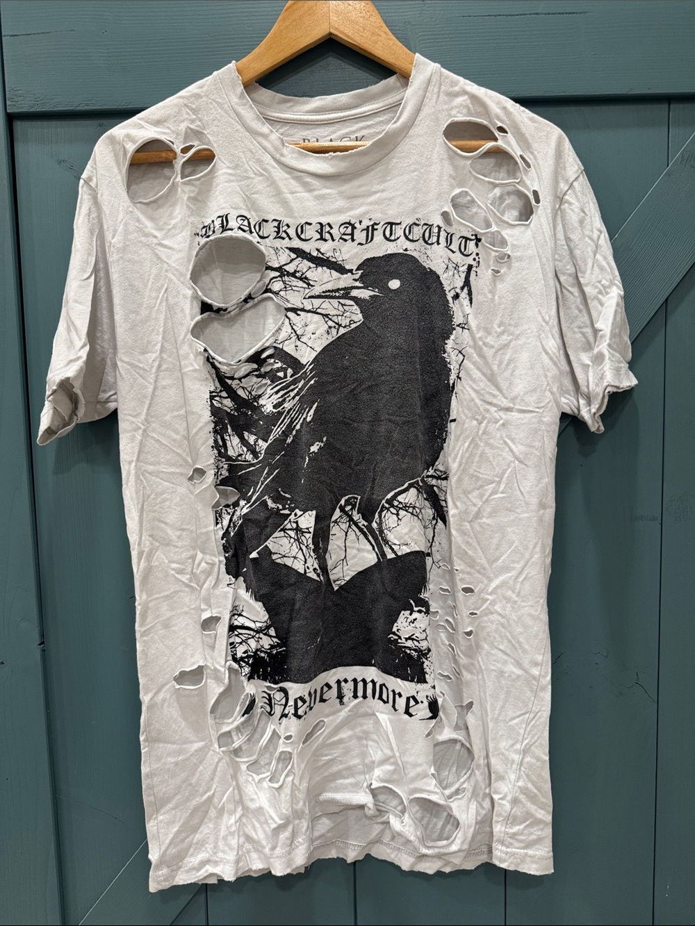 BlackCraft Cult Nevermore Distressed White Short Sleeve Tee